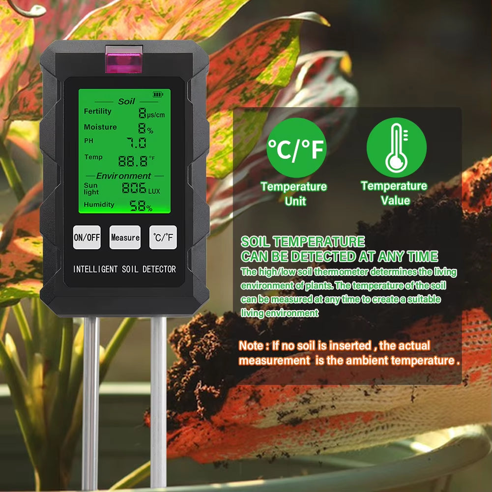 Rootabest Soil PH Tester | 6-In-1 Testing | Digital LED Display | Sensitive Probes | Plant Recommendations