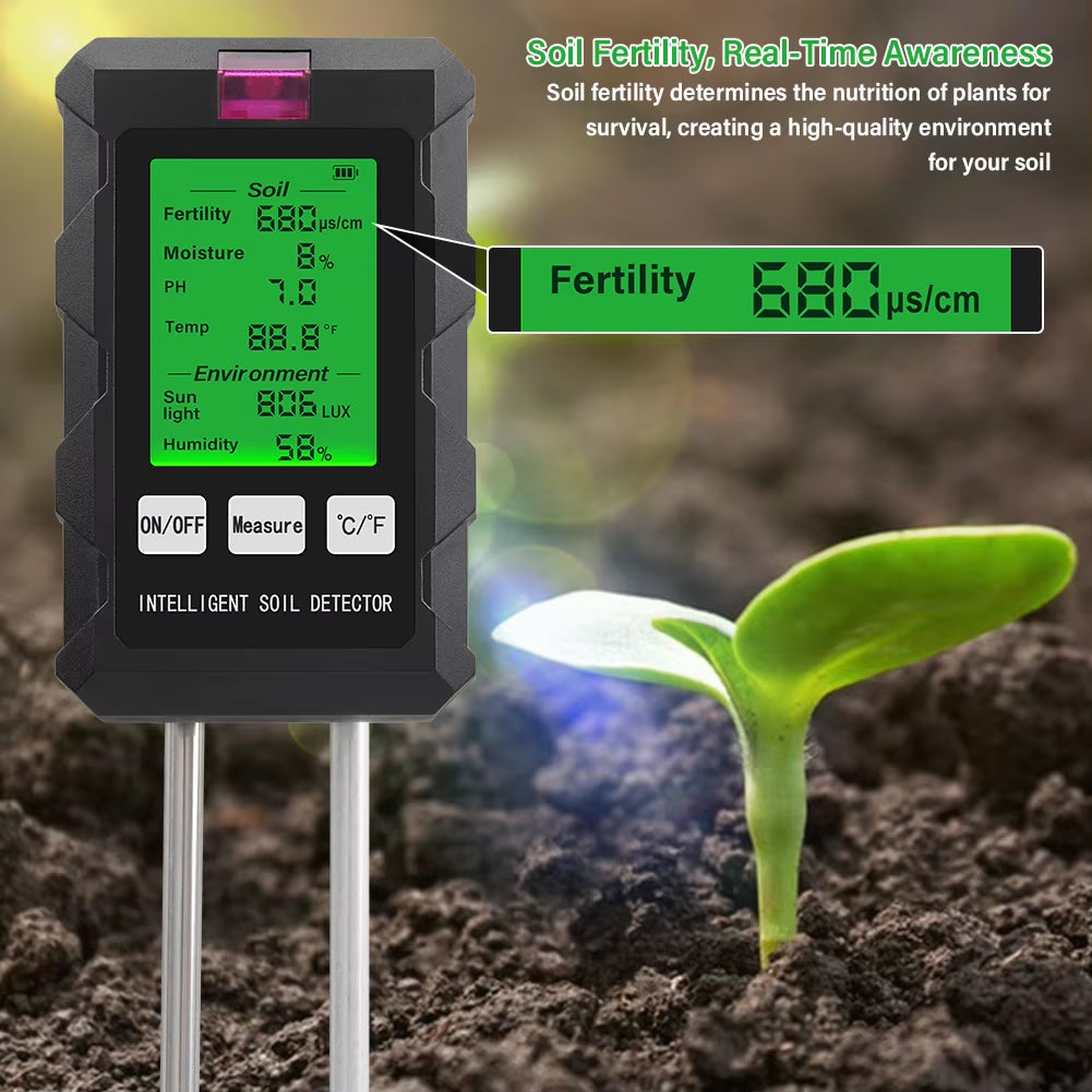 Rootabest Soil PH Tester | 6-In-1 Testing | Digital LED Display | Sensitive Probes | Plant Recommendations
