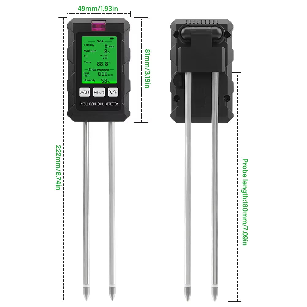 Rootabest Soil PH Tester | 6-In-1 Testing | Digital LED Display | Sensitive Probes | Plant Recommendations
