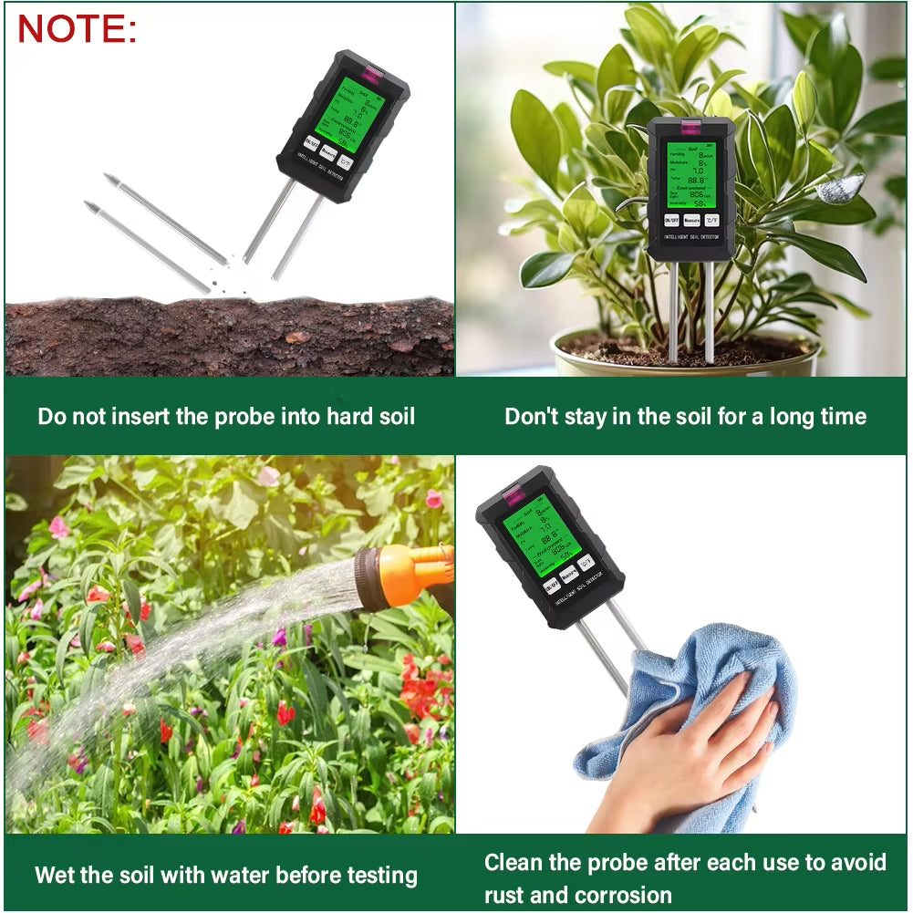 Rootabest Soil PH Tester | 6-In-1 Testing | Digital LED Display | Sensitive Probes | Plant Recommendations