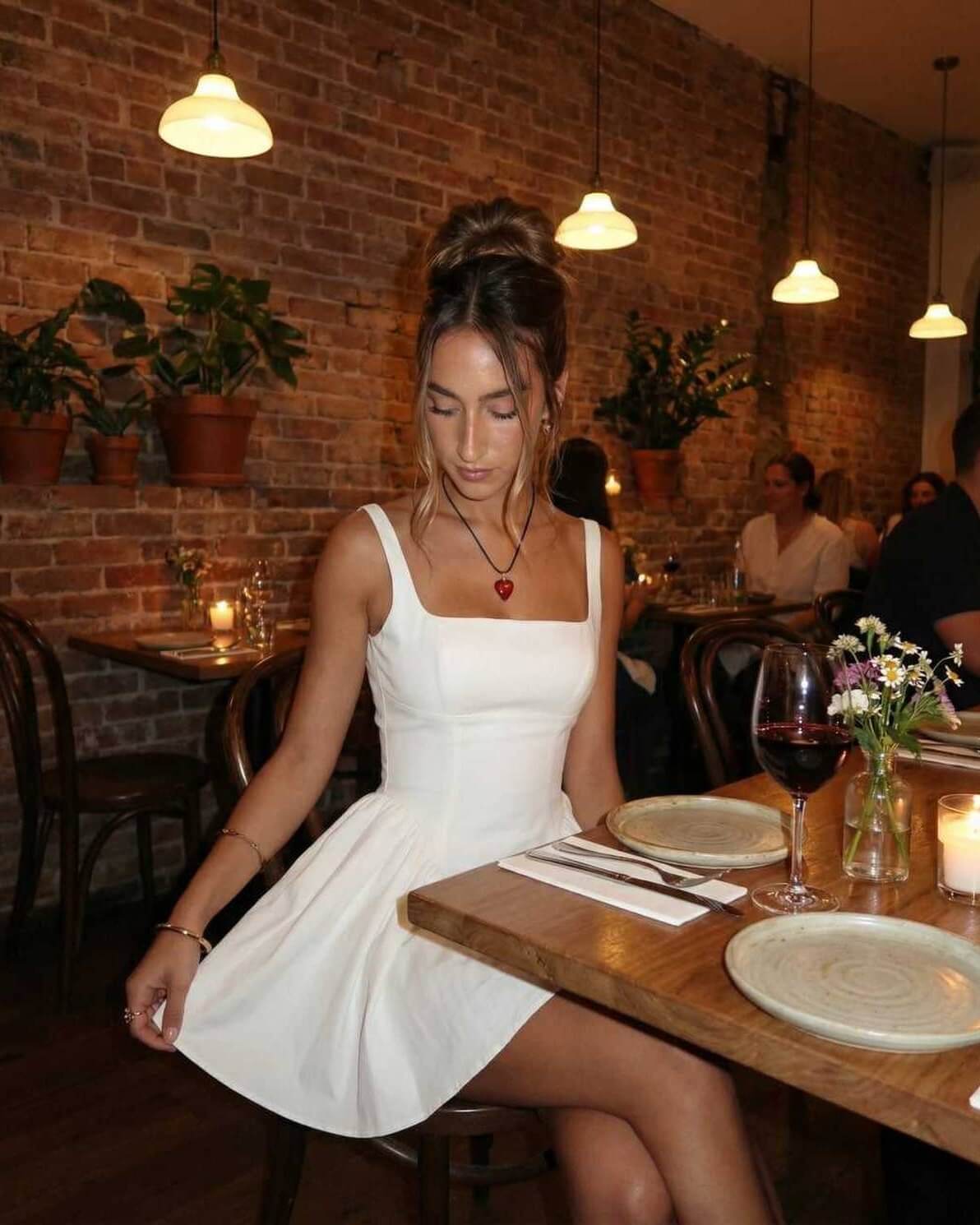 Women's Elegant Bow Detail Backless Square Neck Mini Dress