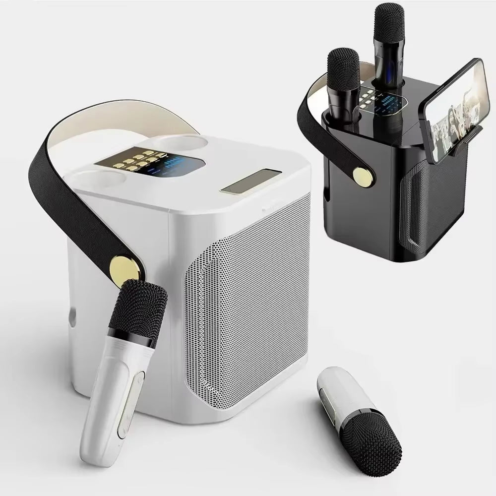 360° Sound Portable Karaoke Speaker System with Dual Wireless Microphones – Perfect for Indoor and Outdoor Parties