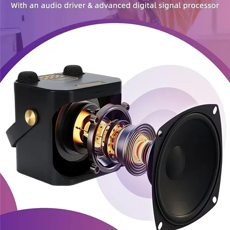 360° Sound Portable Karaoke Speaker System with Dual Wireless Microphones – Perfect for Indoor and Outdoor Parties