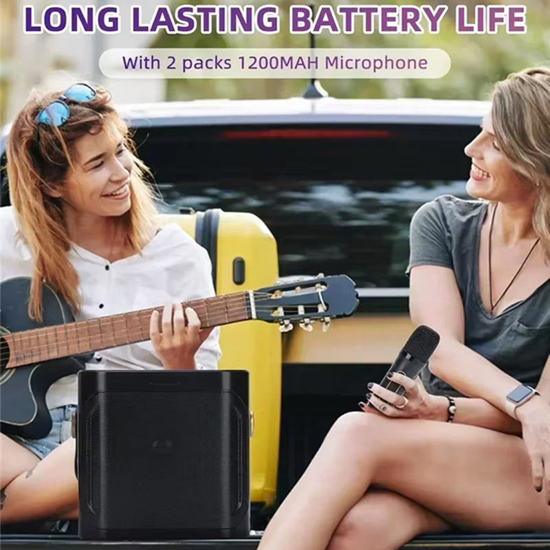 360° Sound Portable Karaoke Speaker System with Dual Wireless Microphones – Perfect for Indoor and Outdoor Parties