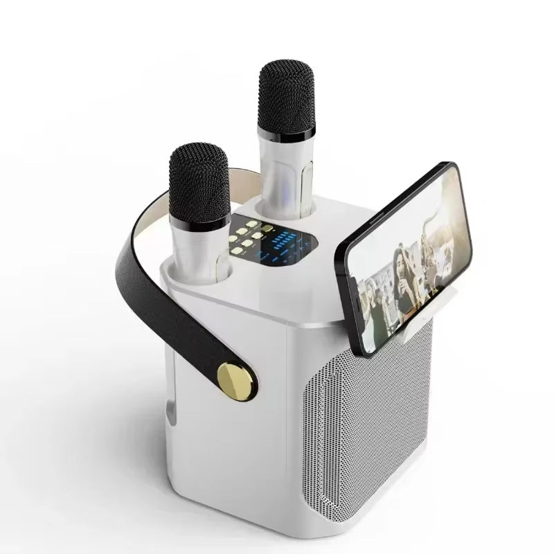 360° Sound Portable Karaoke Speaker System with Dual Wireless Microphones – Perfect for Indoor and Outdoor Parties