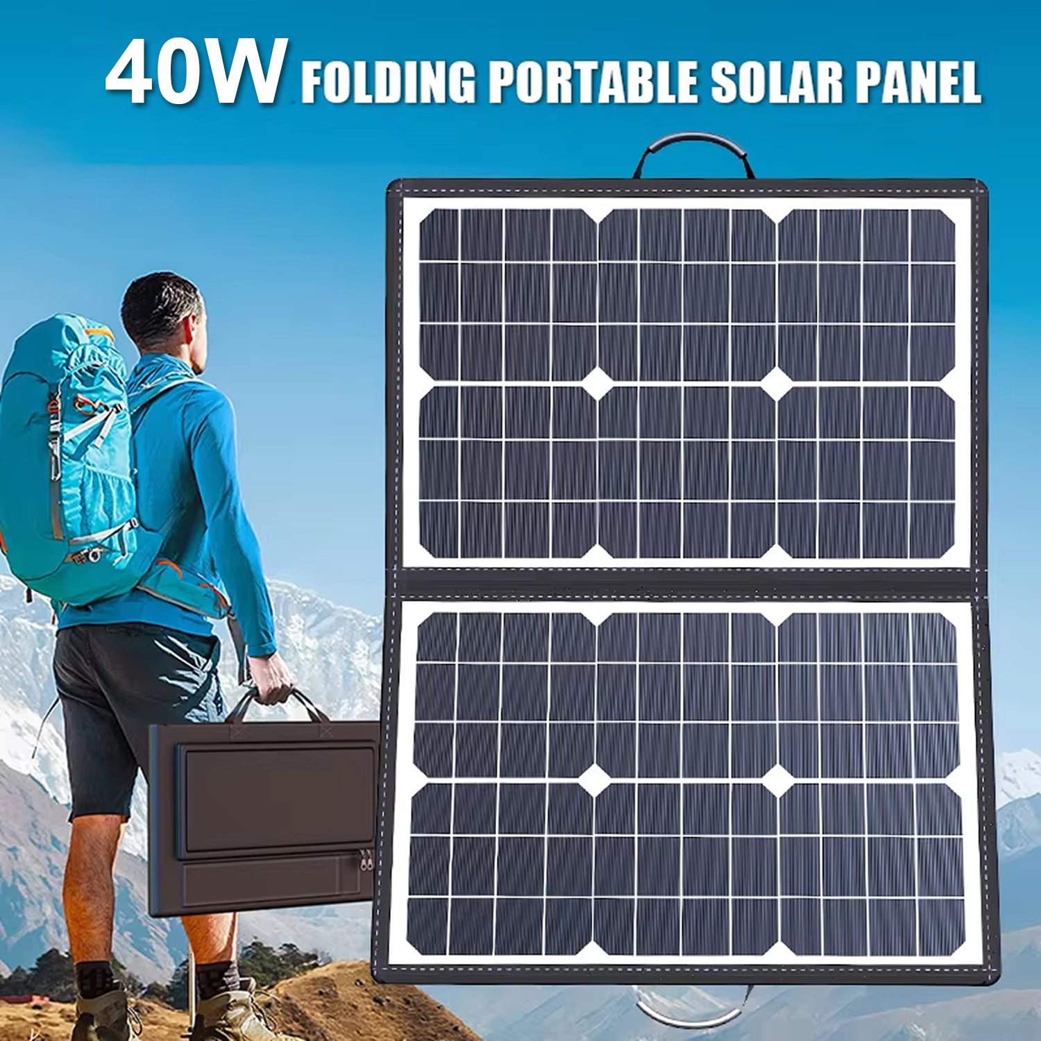 SolariFol Foldable Solar Panel - Best Portable Charger for Camping - 21.8% High Efficiency, IP67 Waterproof, USB & Type-C Ports with Folding Kickstand