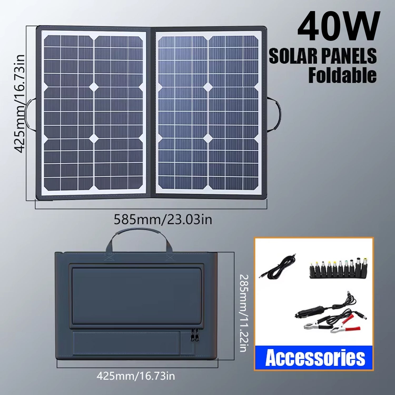 SolariFol Foldable Solar Panel - Best Portable Charger for Camping - 21.8% High Efficiency, IP67 Waterproof, USB & Type-C Ports with Folding Kickstand