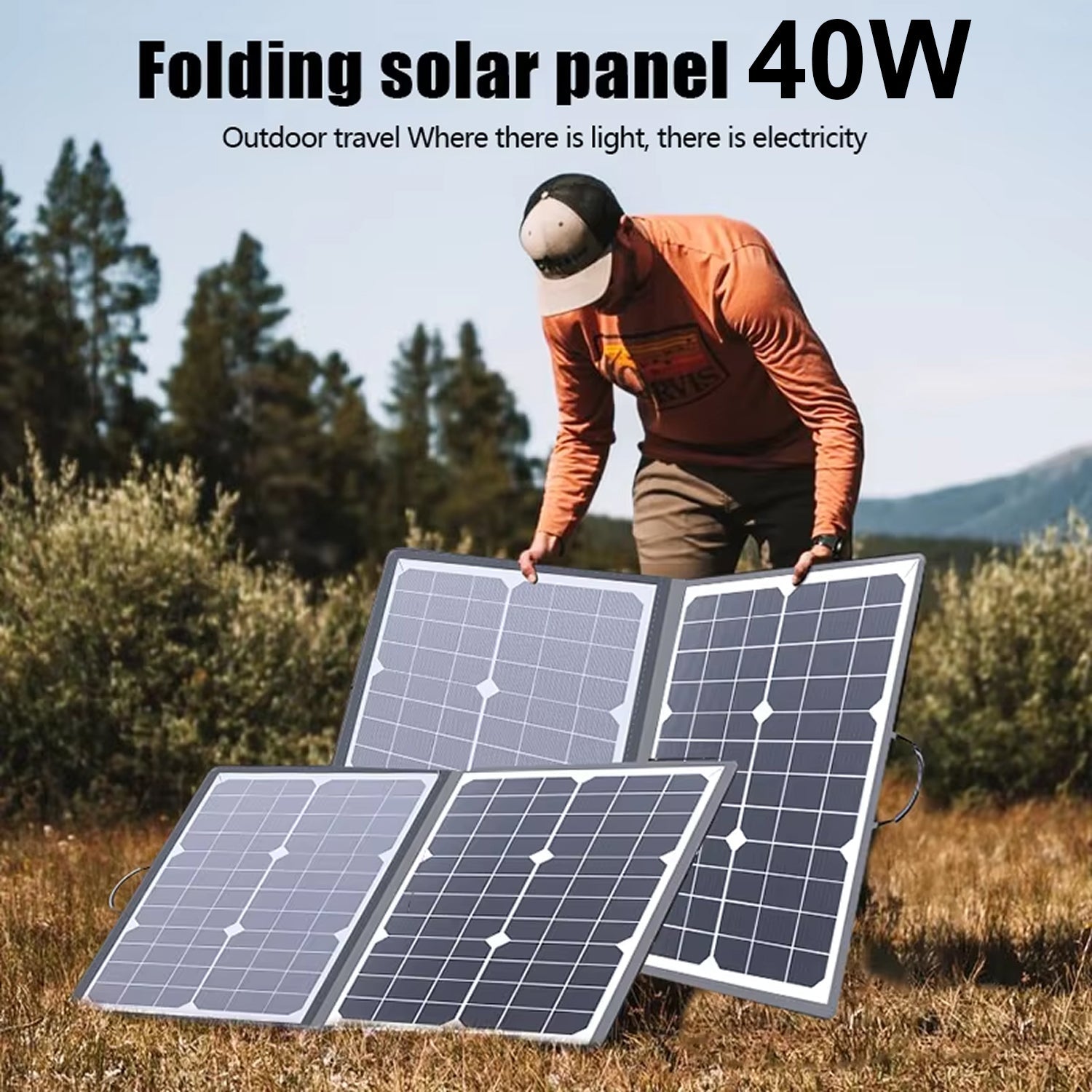 SolariFol Foldable Solar Panel - Best Portable Charger for Camping - 21.8% High Efficiency, IP67 Waterproof, USB & Type-C Ports with Folding Kickstand