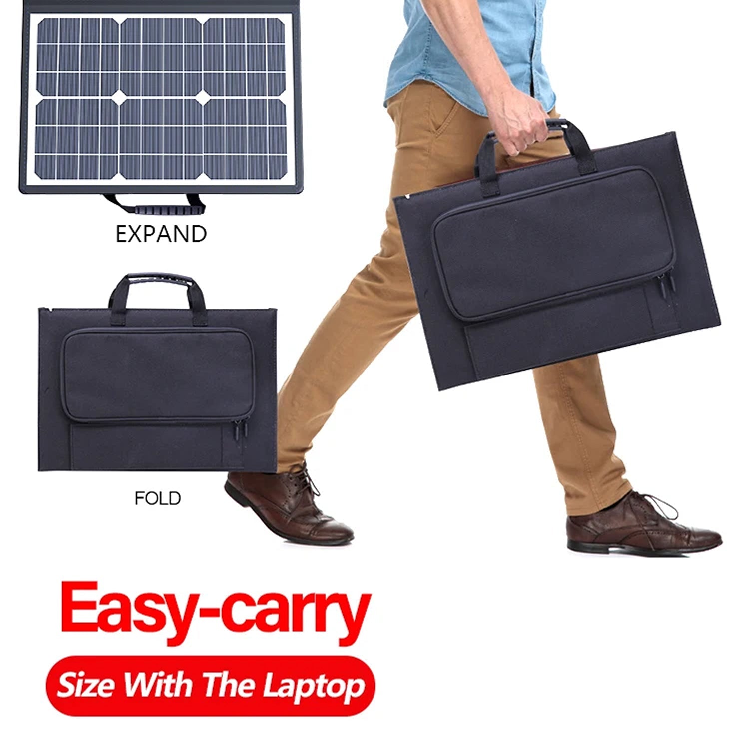 SolariFol Foldable Solar Panel - Best Portable Charger for Camping - 21.8% High Efficiency, IP67 Waterproof, USB & Type-C Ports with Folding Kickstand