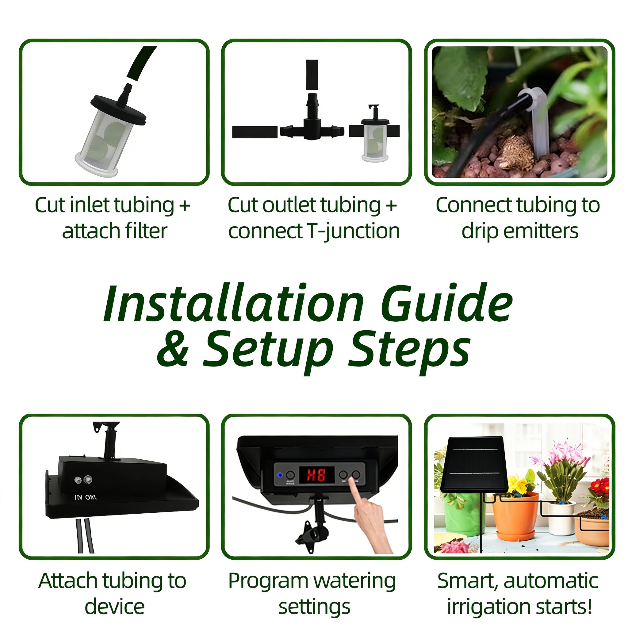 SolIramix Solar Powered Drip Irrigation System | Solar Powered Design | Supports 15 Pots | 9 Watering Modes | IP68 Waterproof