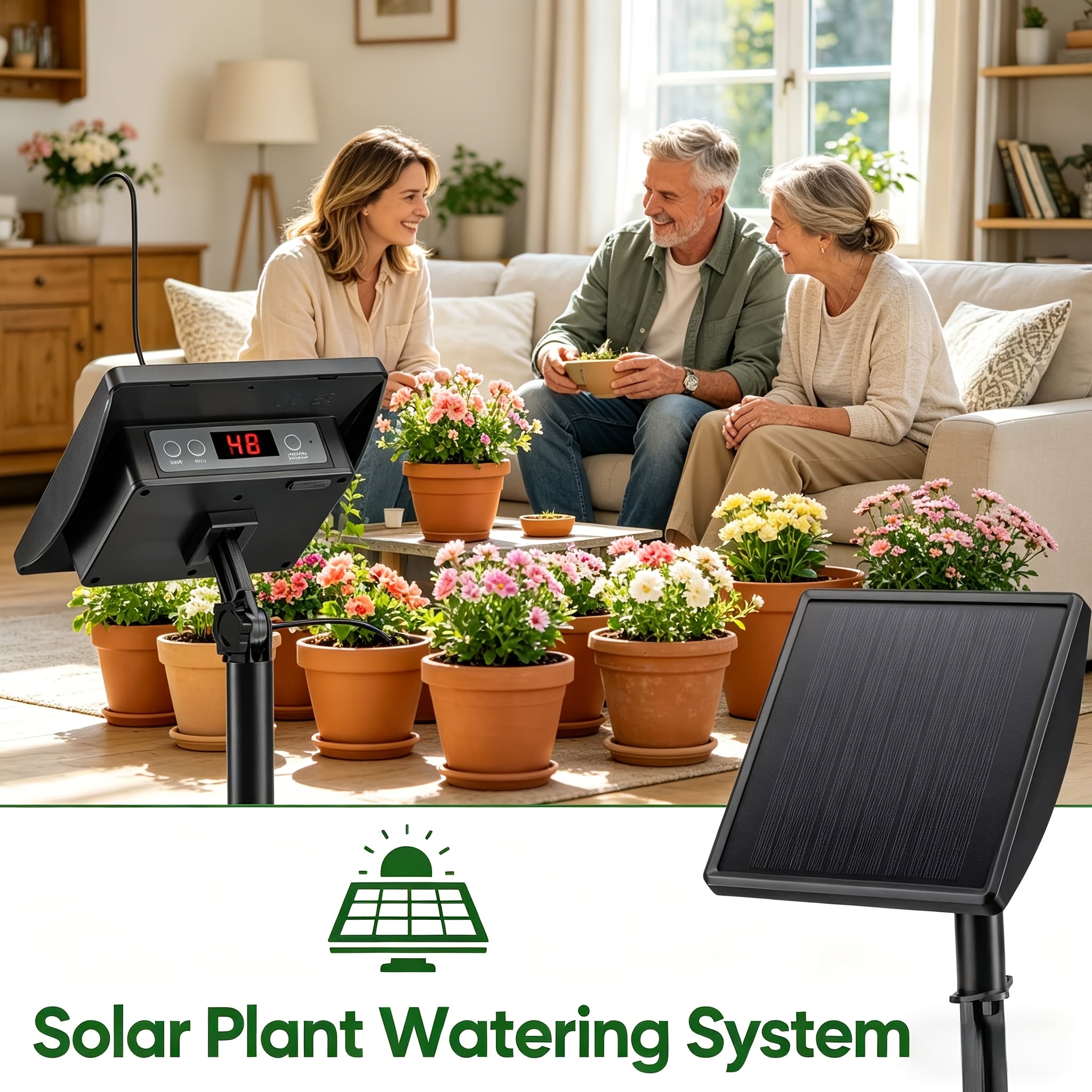 SolIramix Solar Powered Drip Irrigation System | Solar Powered Design | Supports 15 Pots | 9 Watering Modes | IP68 Waterproof
