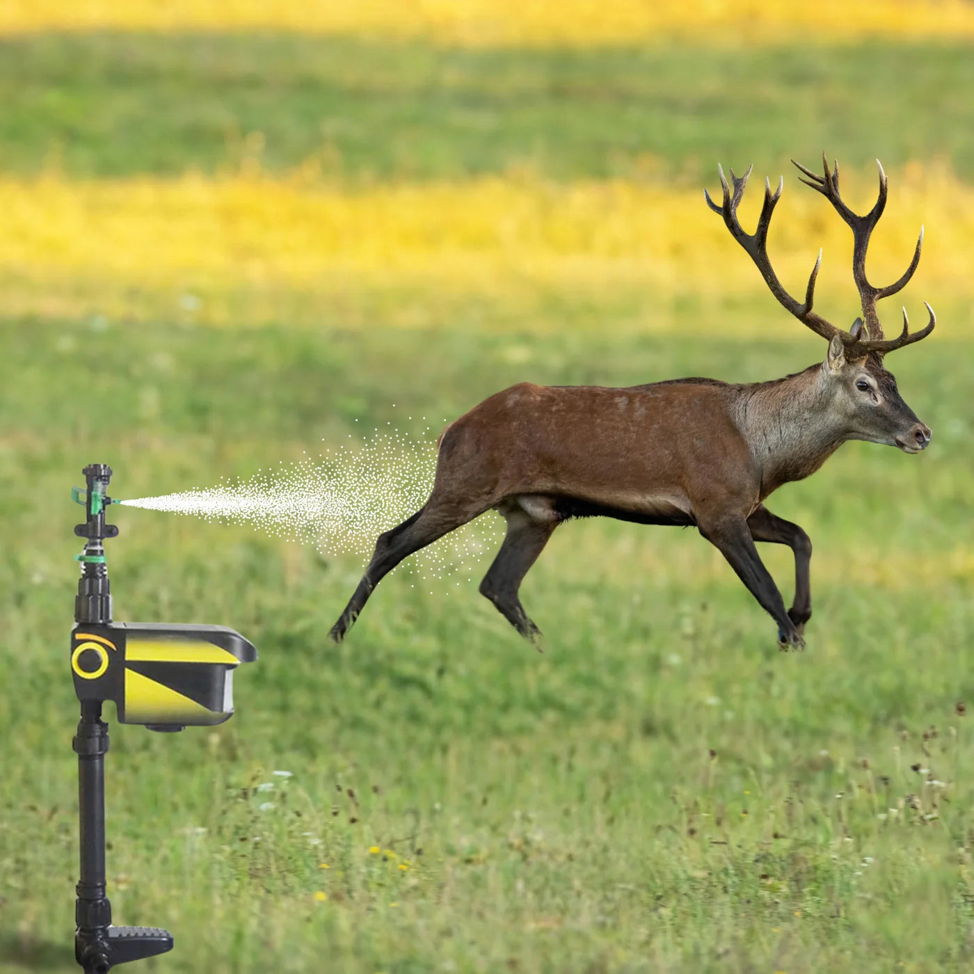 Sprixcle Motion Activated Sprinkler For Deer | 90m² Coverage | Solar USB Power | Chemical Free | IP44 Weatherproof