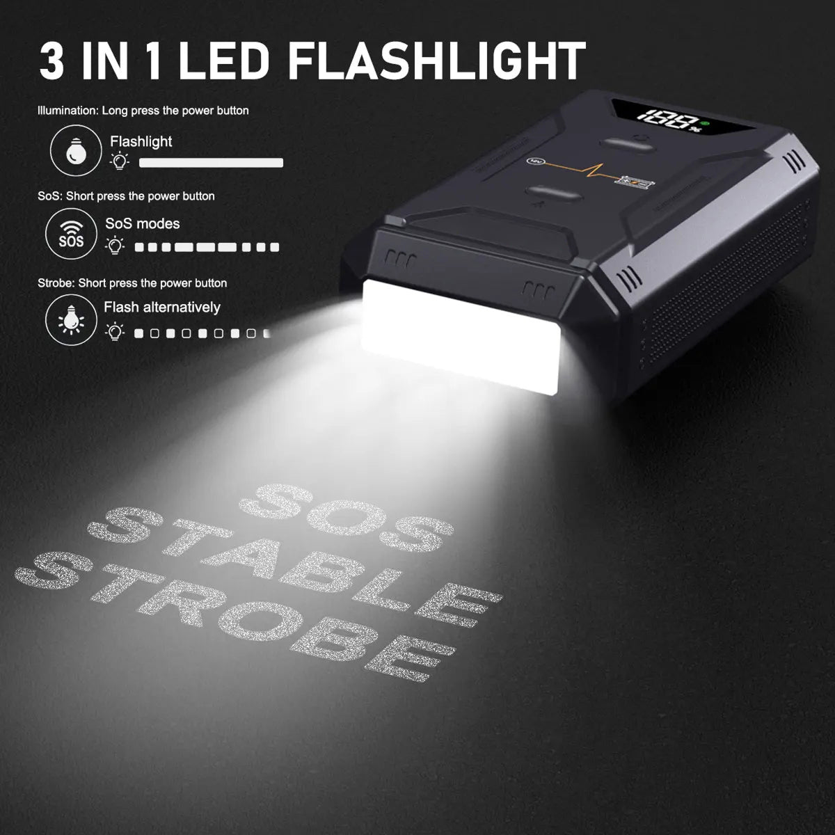 Startixus V2 Jump Starter | 5000A Peak Current | 21800mAh Power Bank | LED Flashlight | Weather Resistant