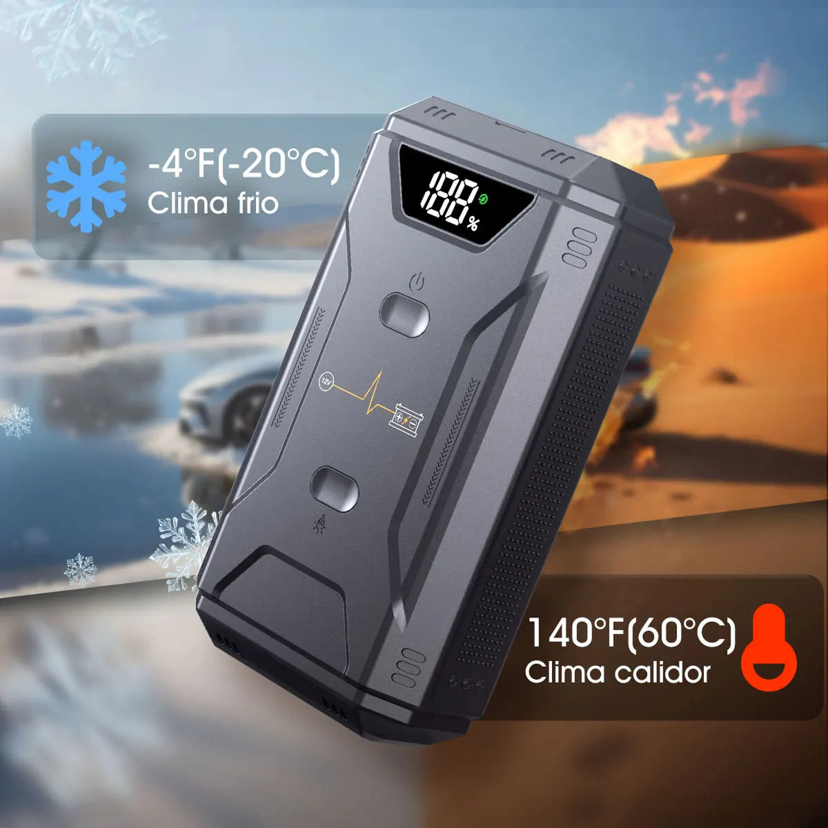 Startixus V2 Jump Starter | 5000A Peak Current | 21800mAh Power Bank | LED Flashlight | Weather Resistant
