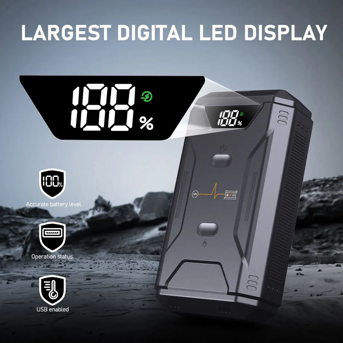 Startixus V2 Jump Starter | 5000A Peak Current | 21800mAh Power Bank | LED Flashlight | Weather Resistant