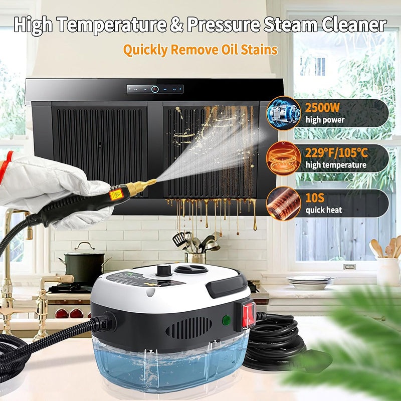 2500W HIGH-PRESSURE STEAM CLEANER - 6 SETTINGS FOR HOME & KITCHEN