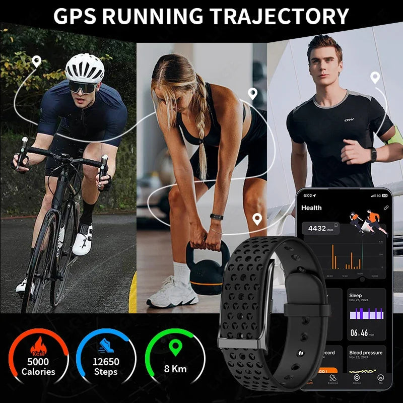 StryaVex Fitness Tracker - No Monthly Subscription Lifetime Free App - Independent Built In GPS HRV Stress Blood Pressure Smartwatch