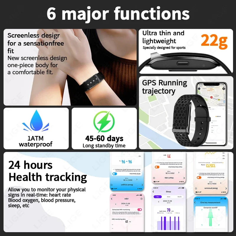 StryaVex Fitness Tracker - No Monthly Subscription Lifetime Free App - Independent Built In GPS HRV Stress Blood Pressure Smartwatch