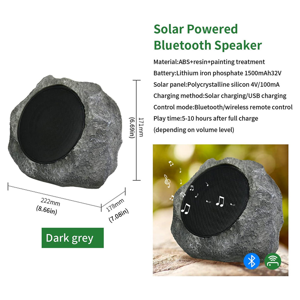 SunRoxax Outdoor Rock Speakers | Solar Powered Charging | Weatherproof Rock Design | Bluetooth Connectivity | HD Surround Sound