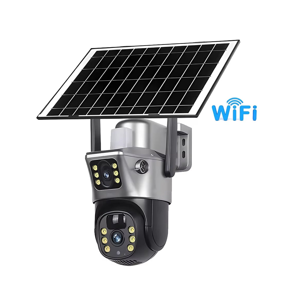 SuniXpert 4K Dual-Lens Solar Security Camera Outdoor, 10X Hybrid Zoom Wireless WiFi Camera with AI Human Tracking, Color Night Vision & IP67 Waterproof