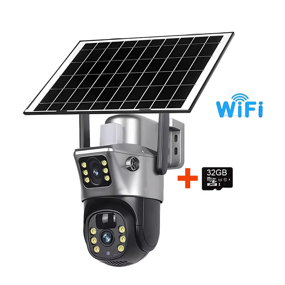 SuniXpert 4K Dual-Lens Solar Security Camera Outdoor, 10X Hybrid Zoom Wireless WiFi Camera with AI Human Tracking, Color Night Vision & IP67 Waterproof