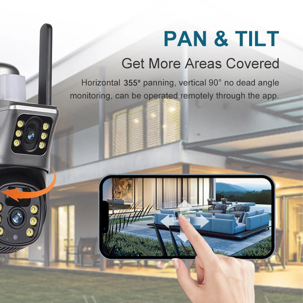 SuniXpert 4K Dual-Lens Solar Security Camera Outdoor, 10X Hybrid Zoom Wireless WiFi Camera with AI Human Tracking, Color Night Vision & IP67 Waterproof