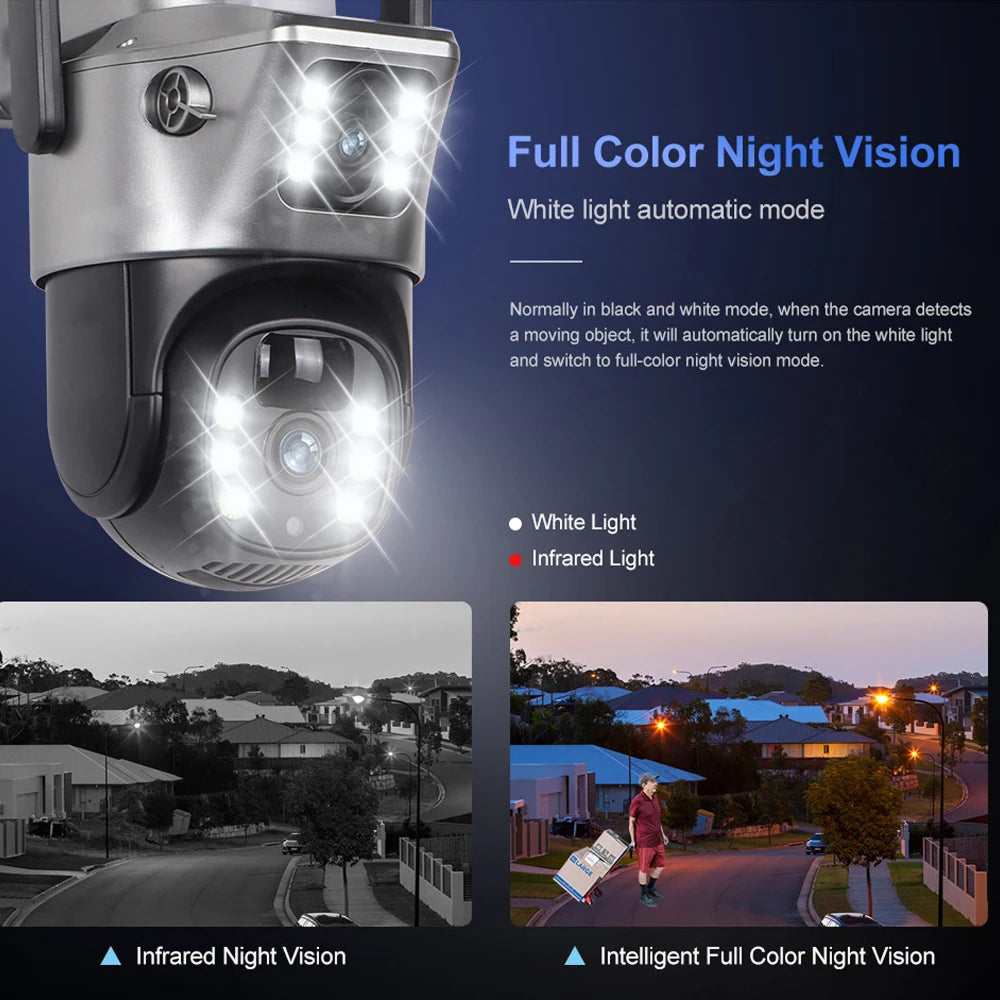 SuniXpert 4K Dual-Lens Solar Security Camera Outdoor, 10X Hybrid Zoom Wireless WiFi Camera with AI Human Tracking, Color Night Vision & IP67 Waterproof