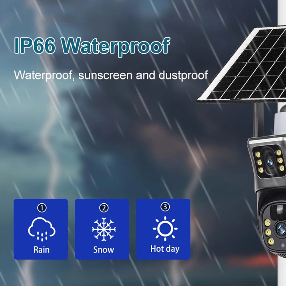 SuniXpert 4K Dual-Lens Solar Security Camera Outdoor, 10X Hybrid Zoom Wireless WiFi Camera with AI Human Tracking, Color Night Vision & IP67 Waterproof