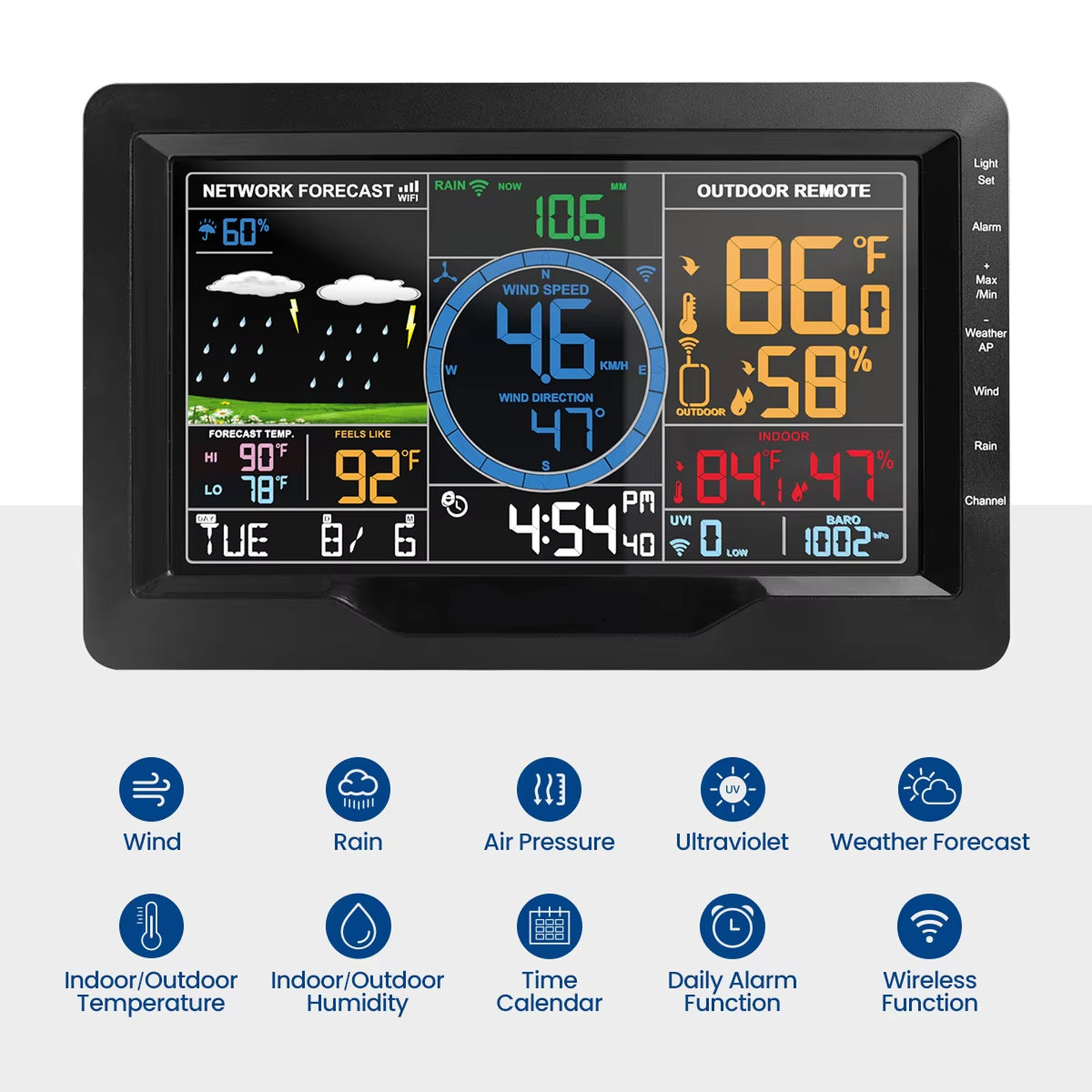 TaciAtmos Wireless Home Weather Station – Indoor/Outdoor Temp, Humidity & Forecast Display