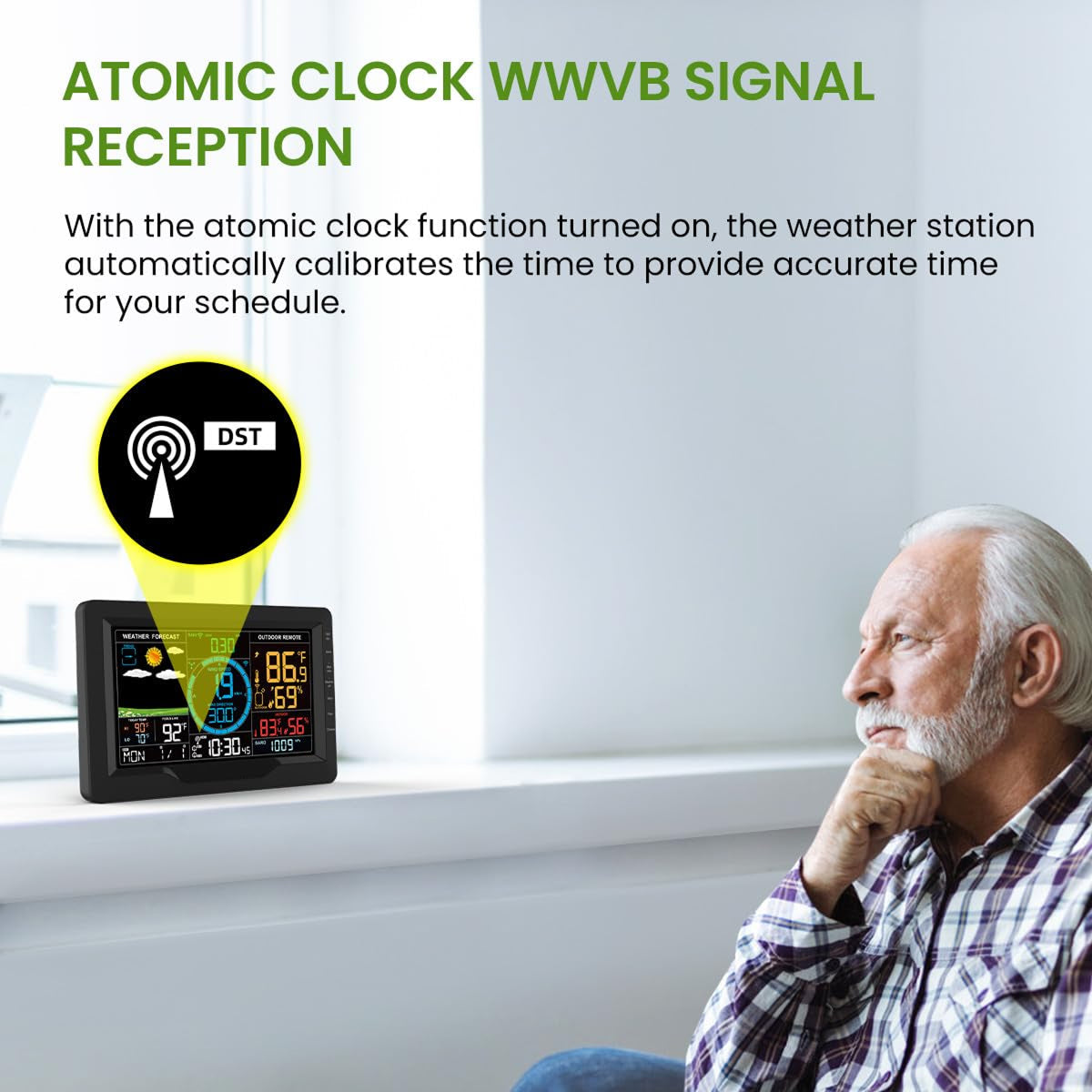 TaciAtmos Wireless Home Weather Station – Indoor/Outdoor Temp, Humidity & Forecast Display