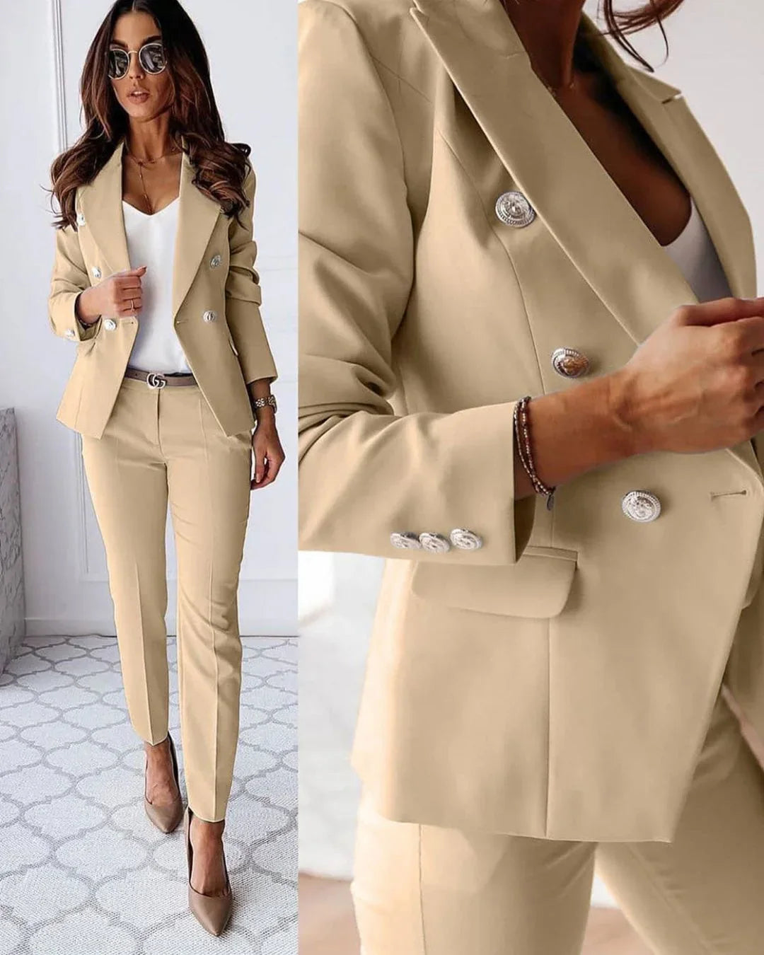 Tailored Double-Breasted Women's Suit with Modern Fit