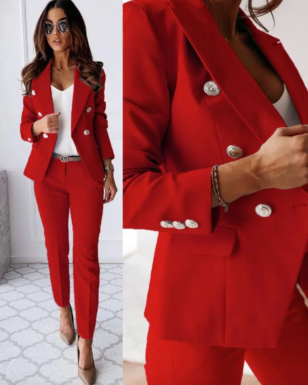 Tailored Double-Breasted Women's Suit with Modern Fit
