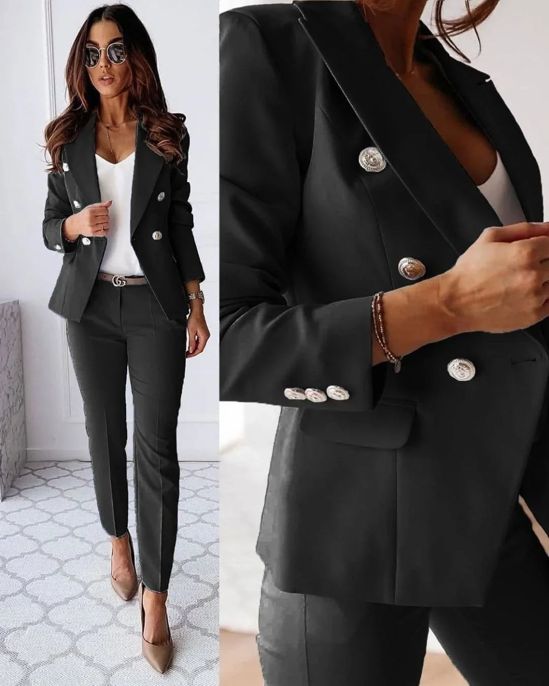 Tailored Double-Breasted Women's Suit with Modern Fit