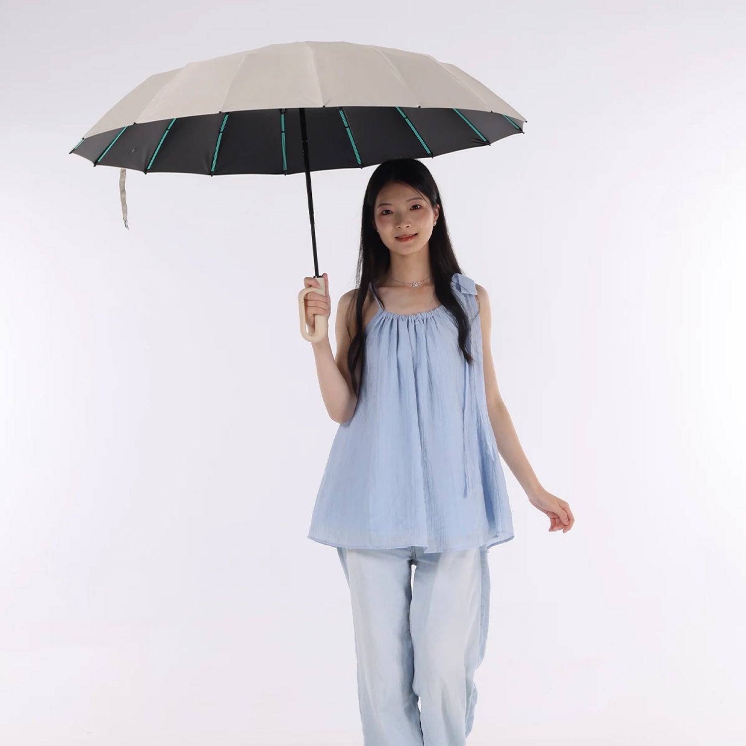 TempEsta Windproof Automatic Folding Storm Umbrella with Reflective Strip