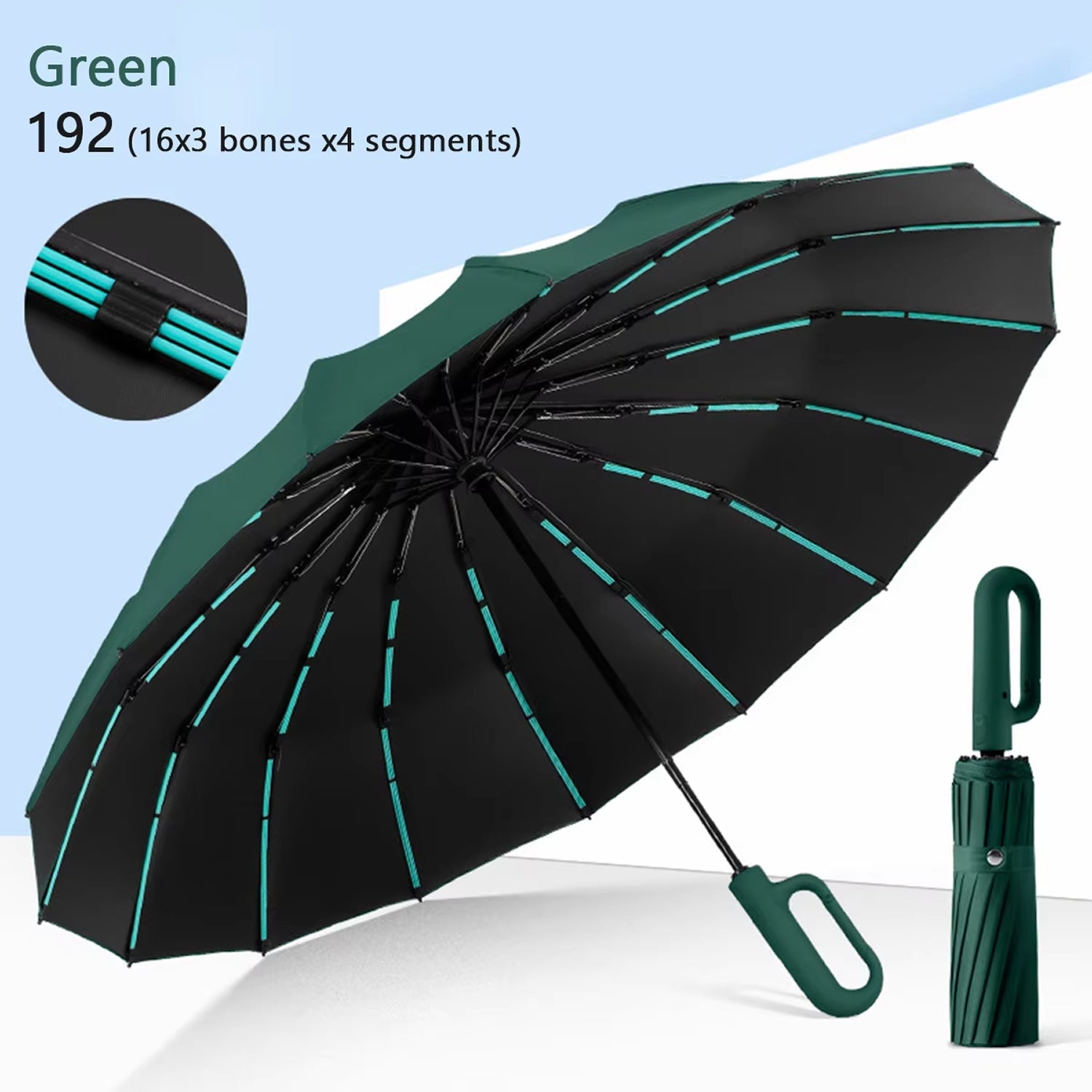 TempEsta Windproof Automatic Folding Storm Umbrella with Reflective Strip
