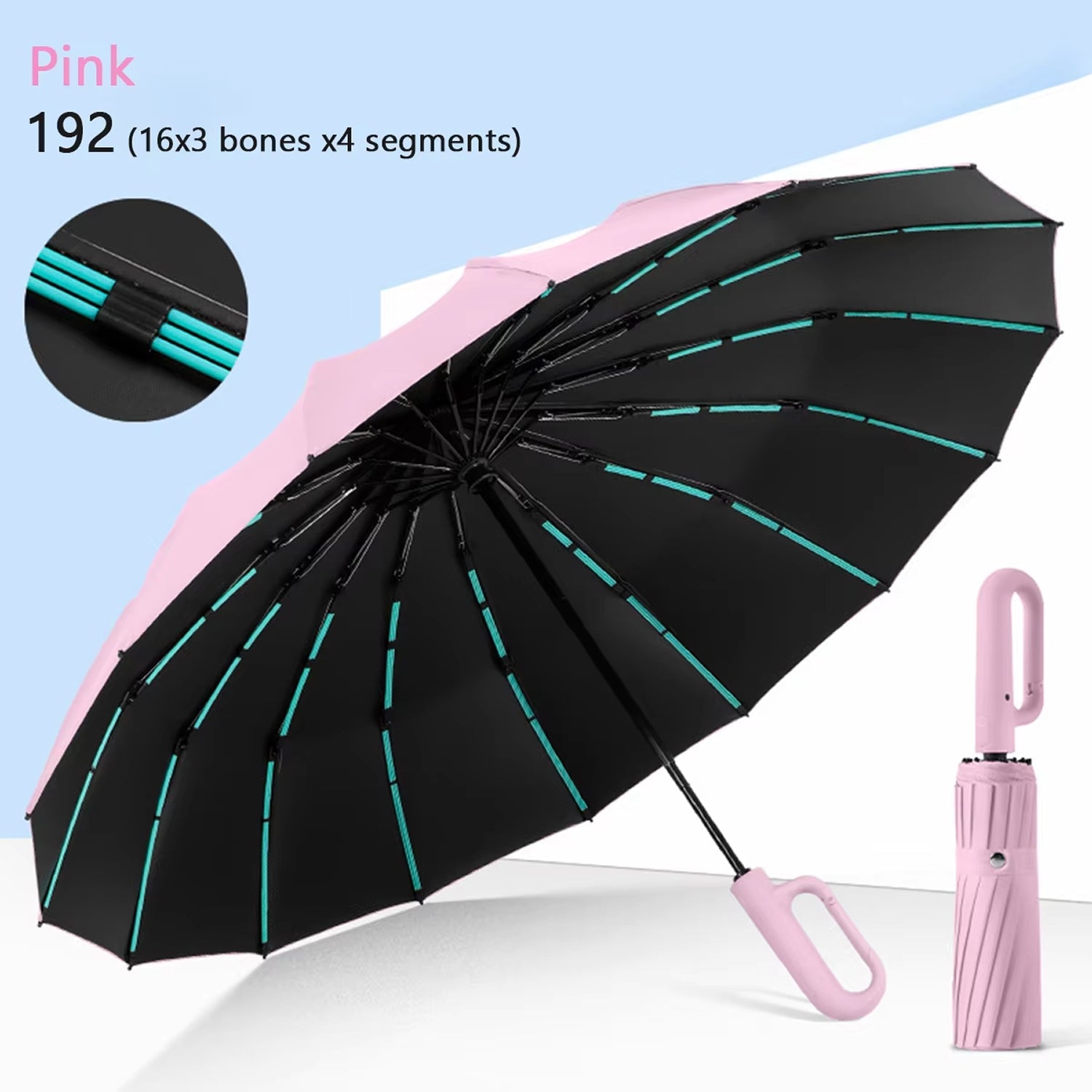 TempEsta Windproof Automatic Folding Storm Umbrella with Reflective Strip