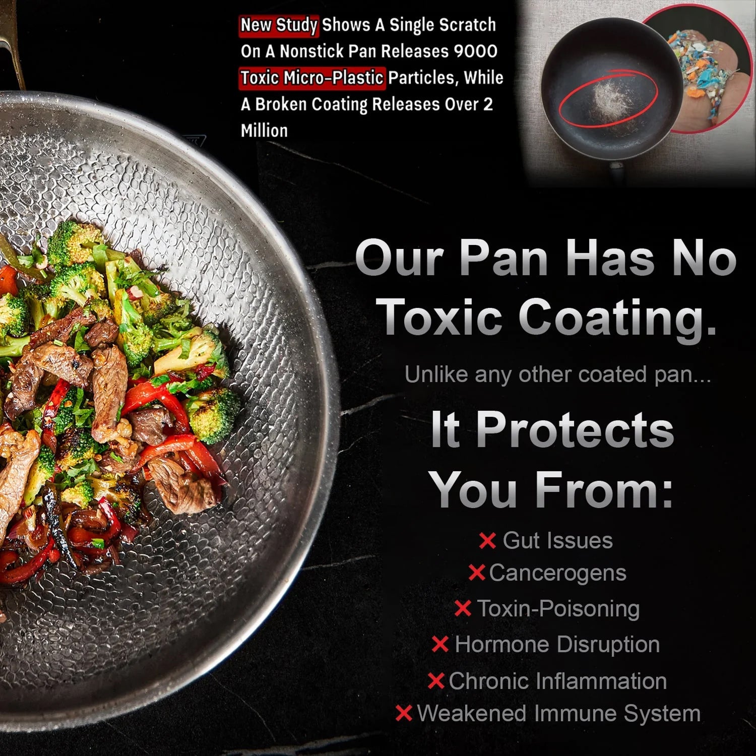 Pure Titanium Non-Stick Frying Pan Without Coating