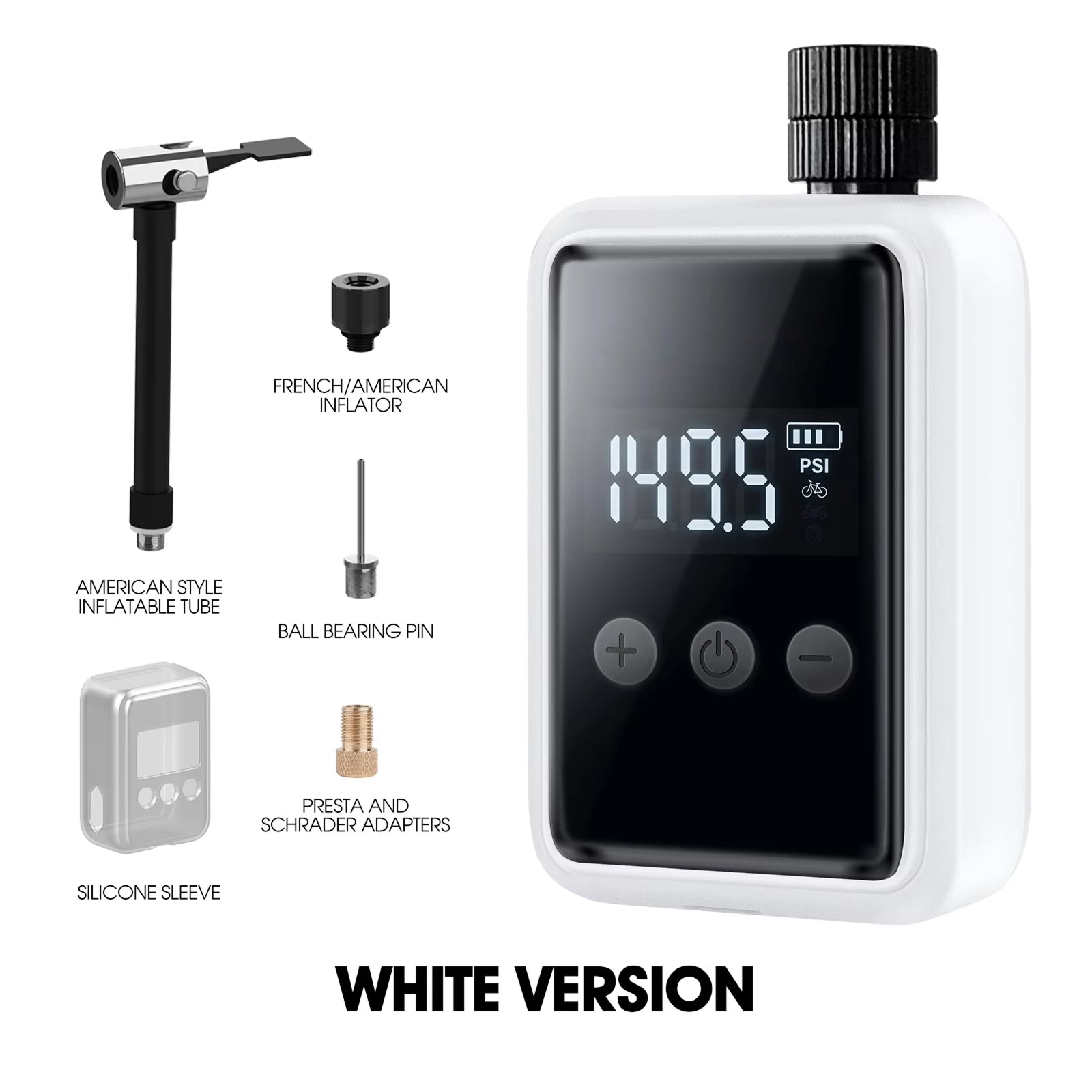 Electric Bike Pump | 150 PSI Portable Inflator | Digital Pressure Display | Presta Schrader Nozzle | Type C