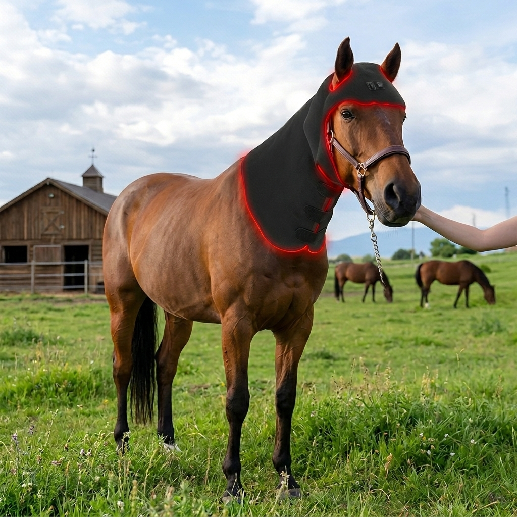 Wearable horse Red Light Therapy Poll Cap