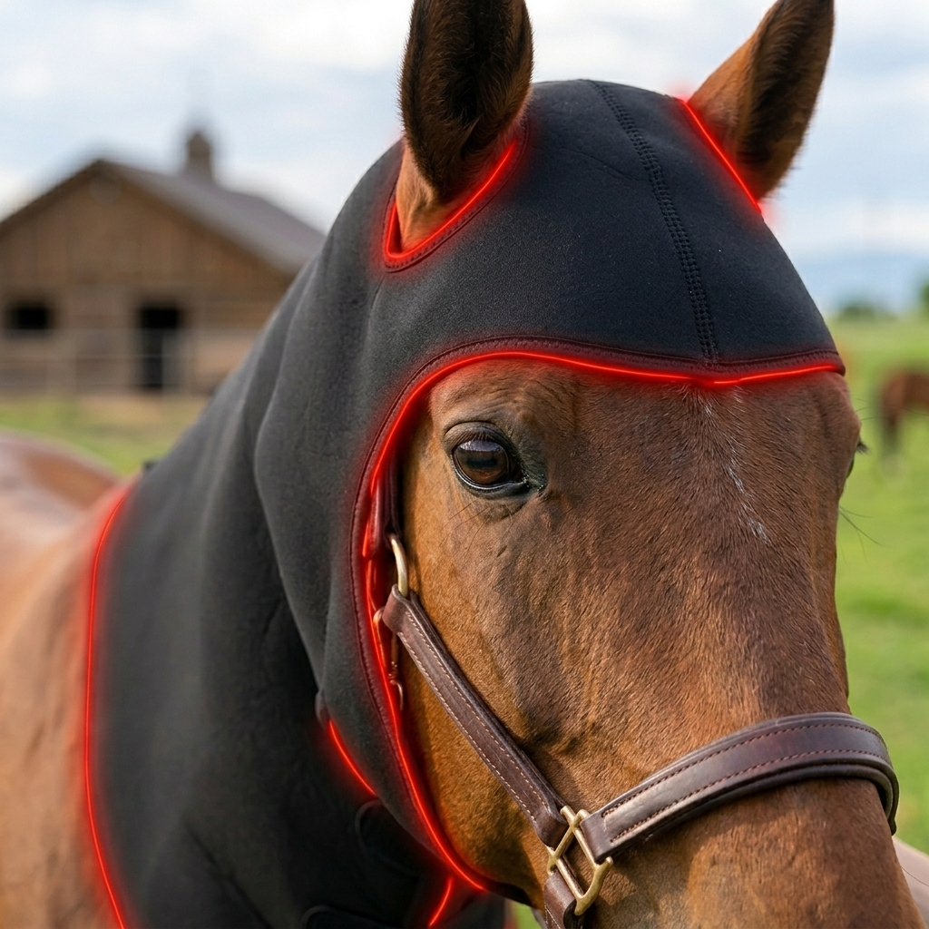 Wearable horse Red Light Therapy Poll Cap