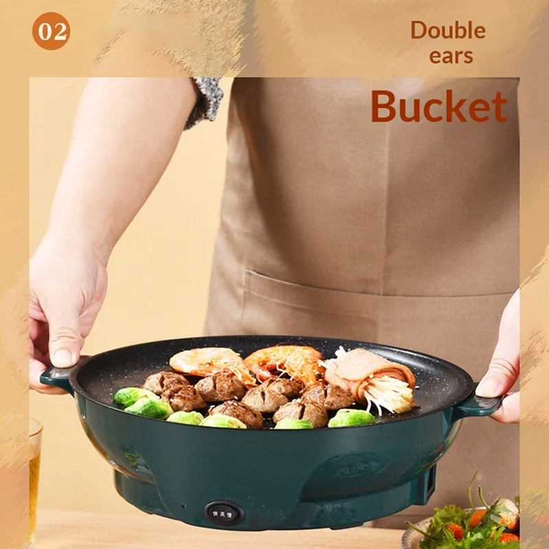 VixKilet Electric Skillet Non-Stick Hot Pot with Dual Power Control & Safety Shut-Off
