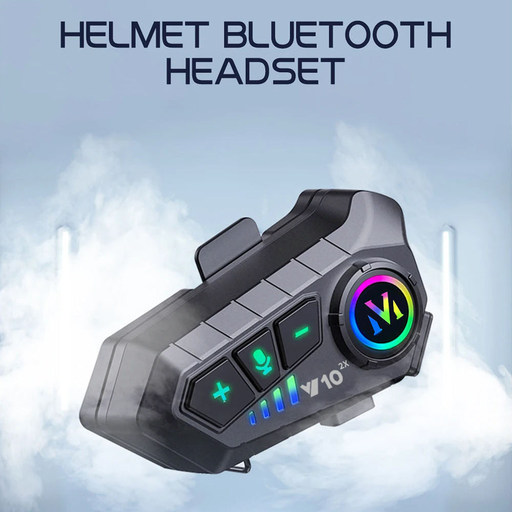 VoxiRide Helmet Bluetooth 5.3 Intercom - IPX6 Waterproof Motorbike Headset with 2000mAh Battery, Hands-free Calls & Music for All Motorcycle Helmets