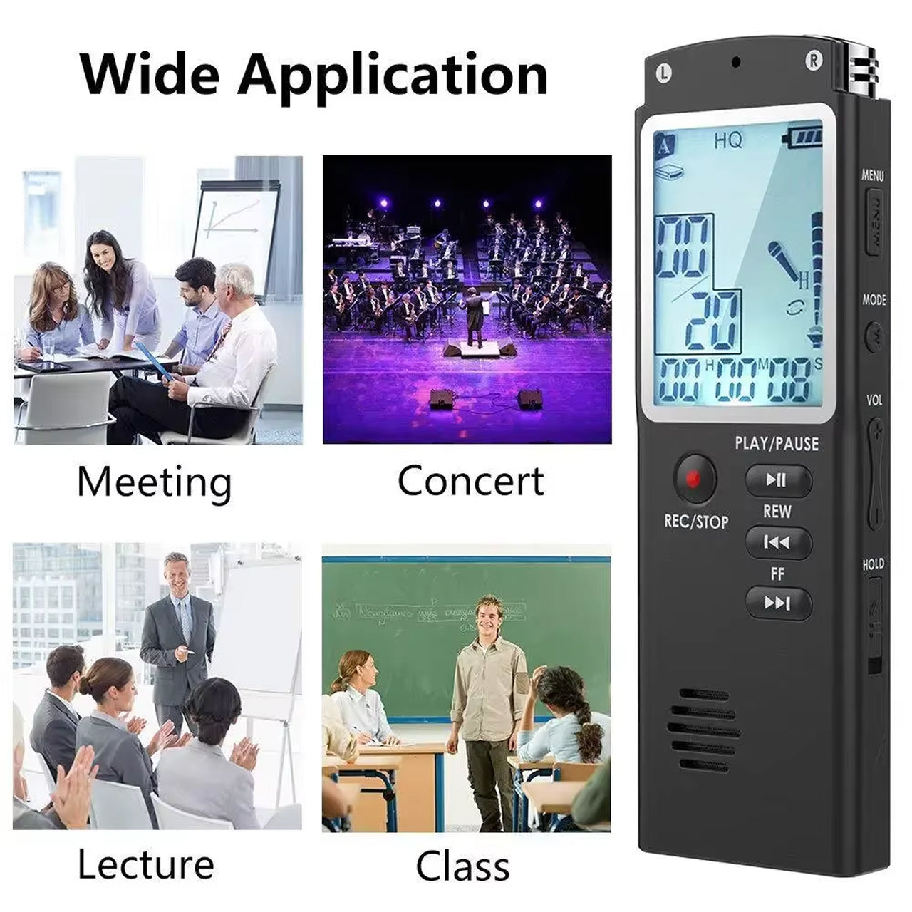 Voximex 64GB Digital Voice Recorder – 1536kbps HD Audio, Voice Activated & One-Touch Recording