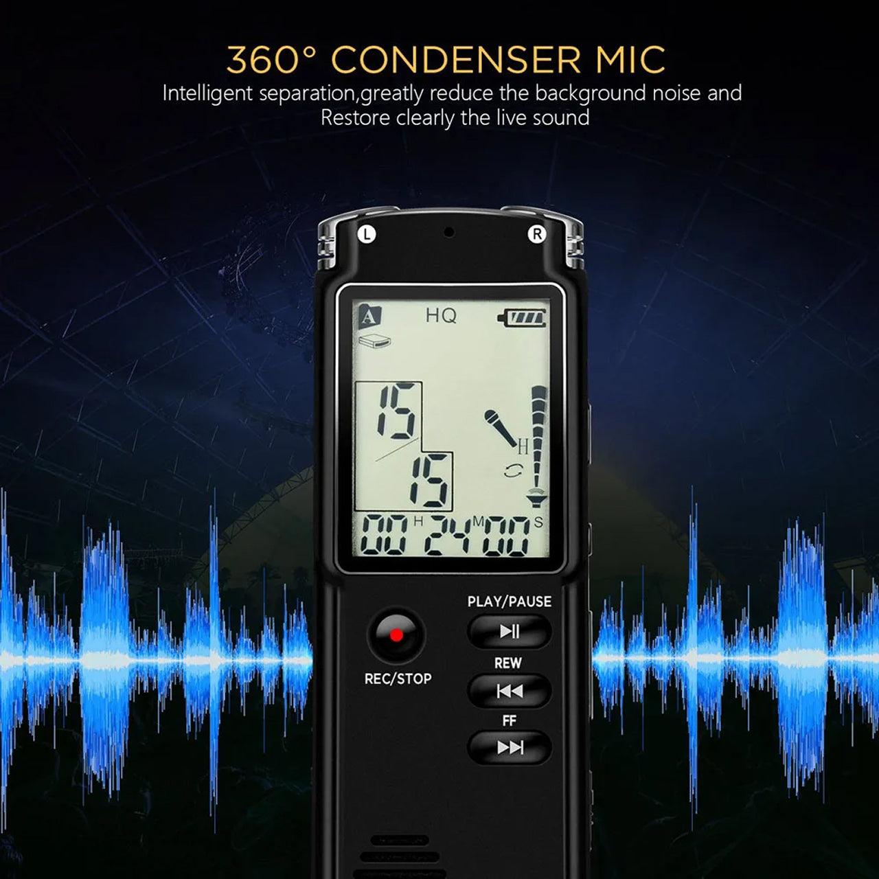Voximex 64GB Digital Voice Recorder – 1536kbps HD Audio, Voice Activated & One-Touch Recording