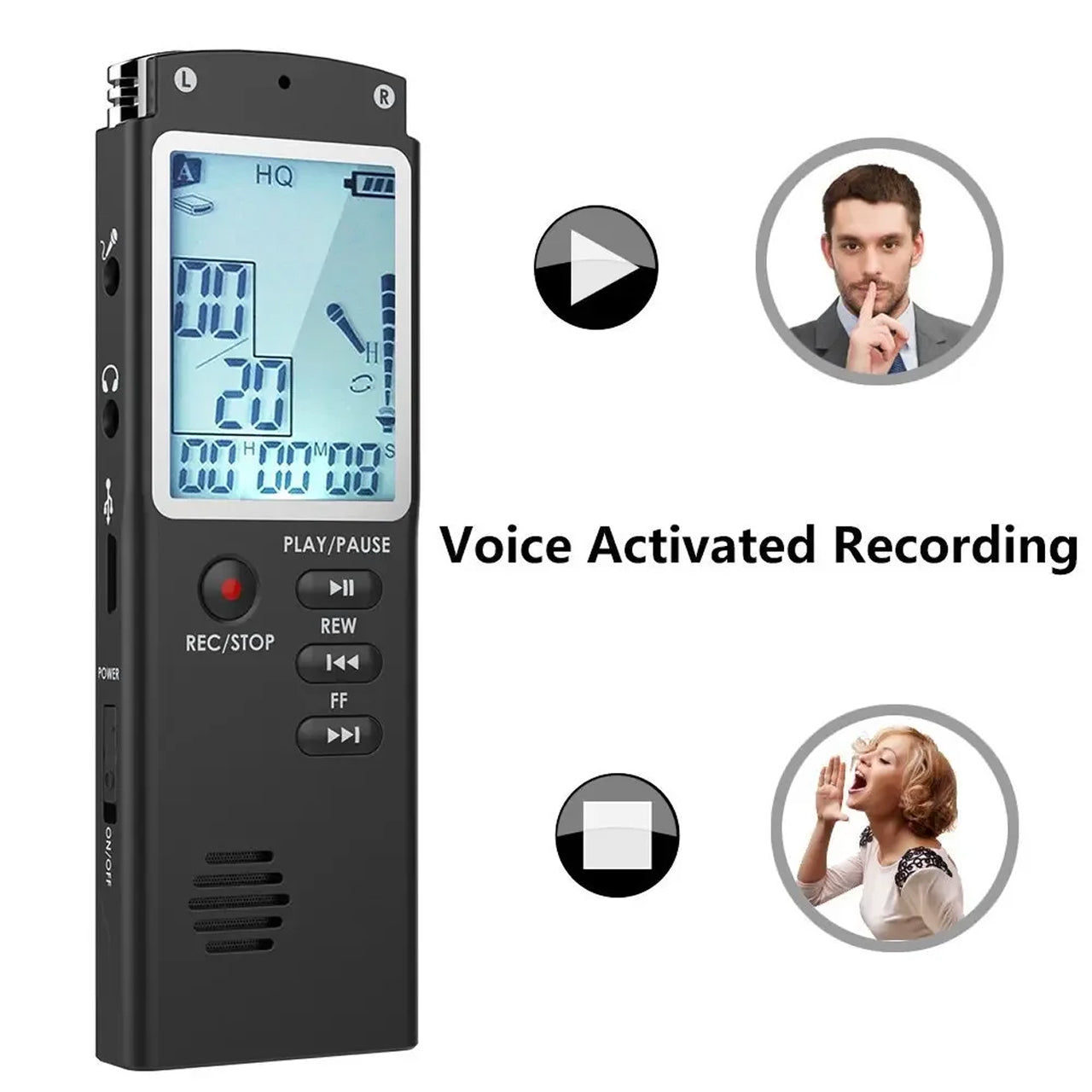 Voximex 64GB Digital Voice Recorder – 1536kbps HD Audio, Voice Activated & One-Touch Recording