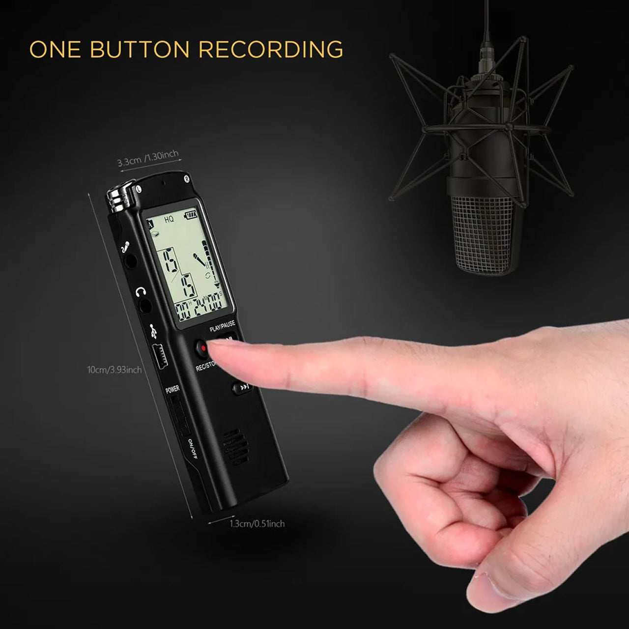 Voximex 64GB Digital Voice Recorder – 1536kbps HD Audio, Voice Activated & One-Touch Recording