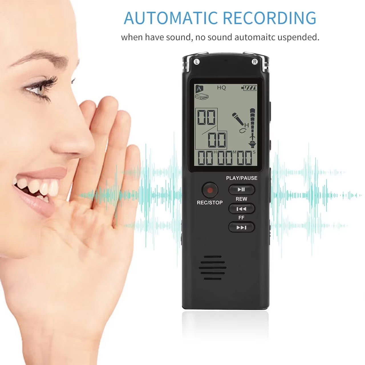 Voximex 64GB Digital Voice Recorder – 1536kbps HD Audio, Voice Activated & One-Touch Recording