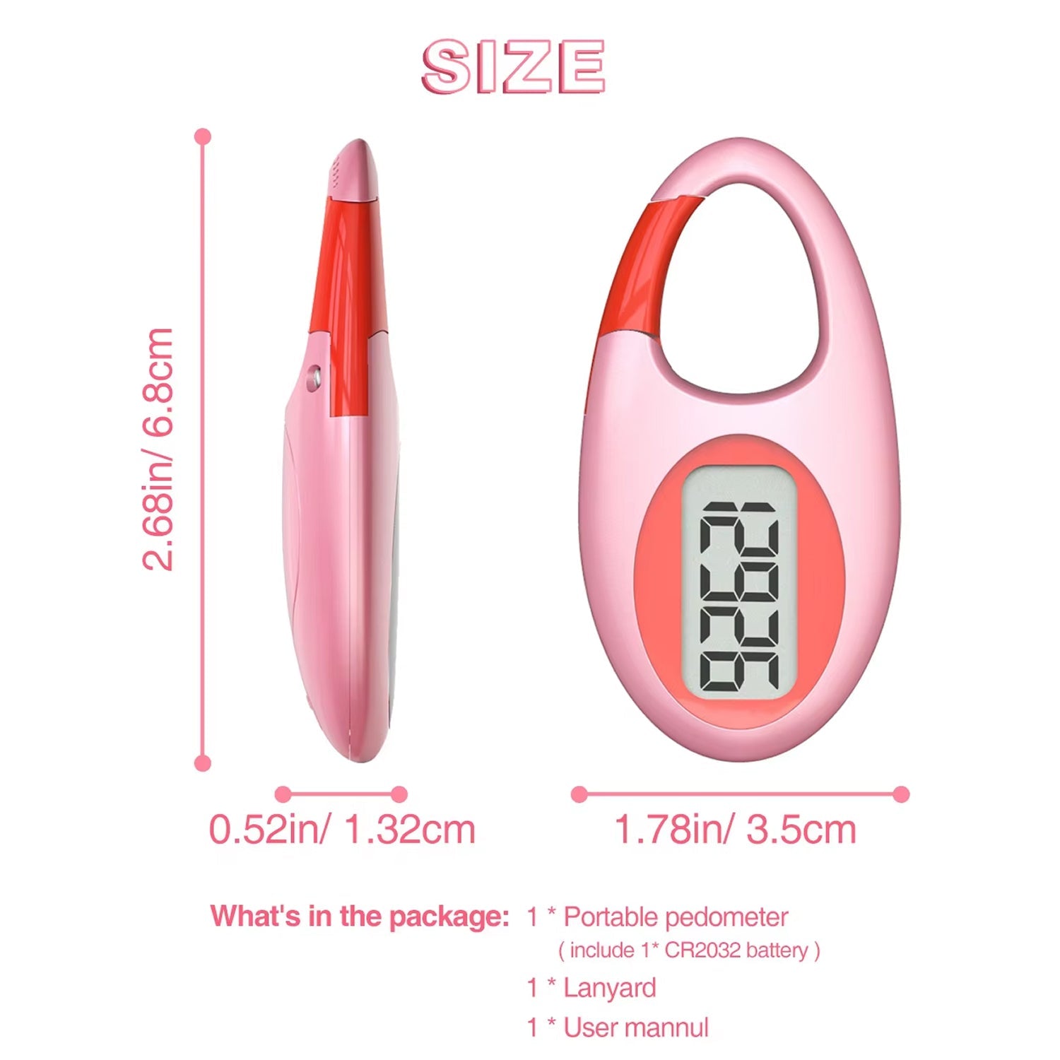 WakoWise 3D Pedometer for Walking - Accurate Step Counter - No App or Bluetooth Required - 1 Year Battery Life - Large Digital Display