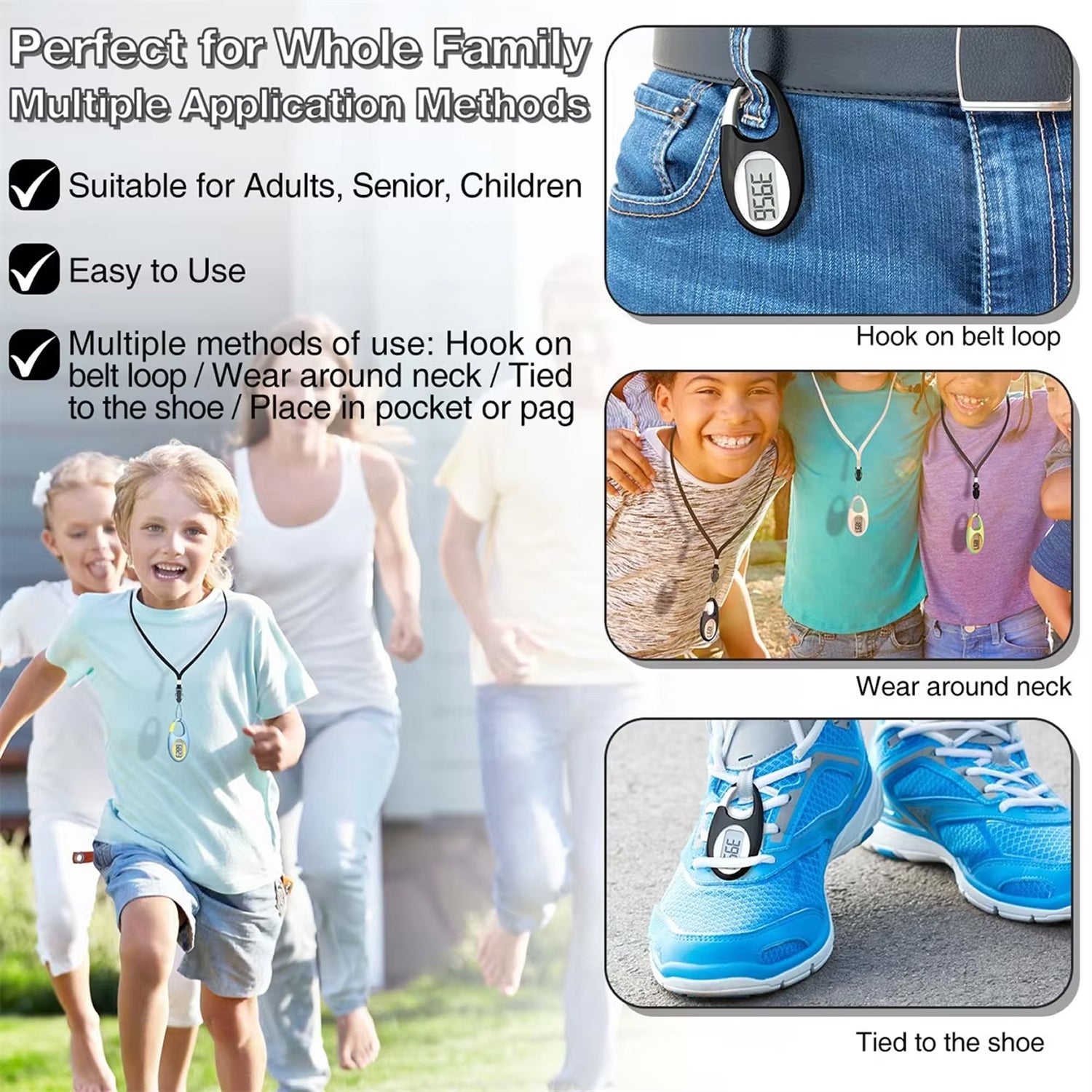 WakoWise 3D Pedometer for Walking - Accurate Step Counter - No App or Bluetooth Required - 1 Year Battery Life - Large Digital Display