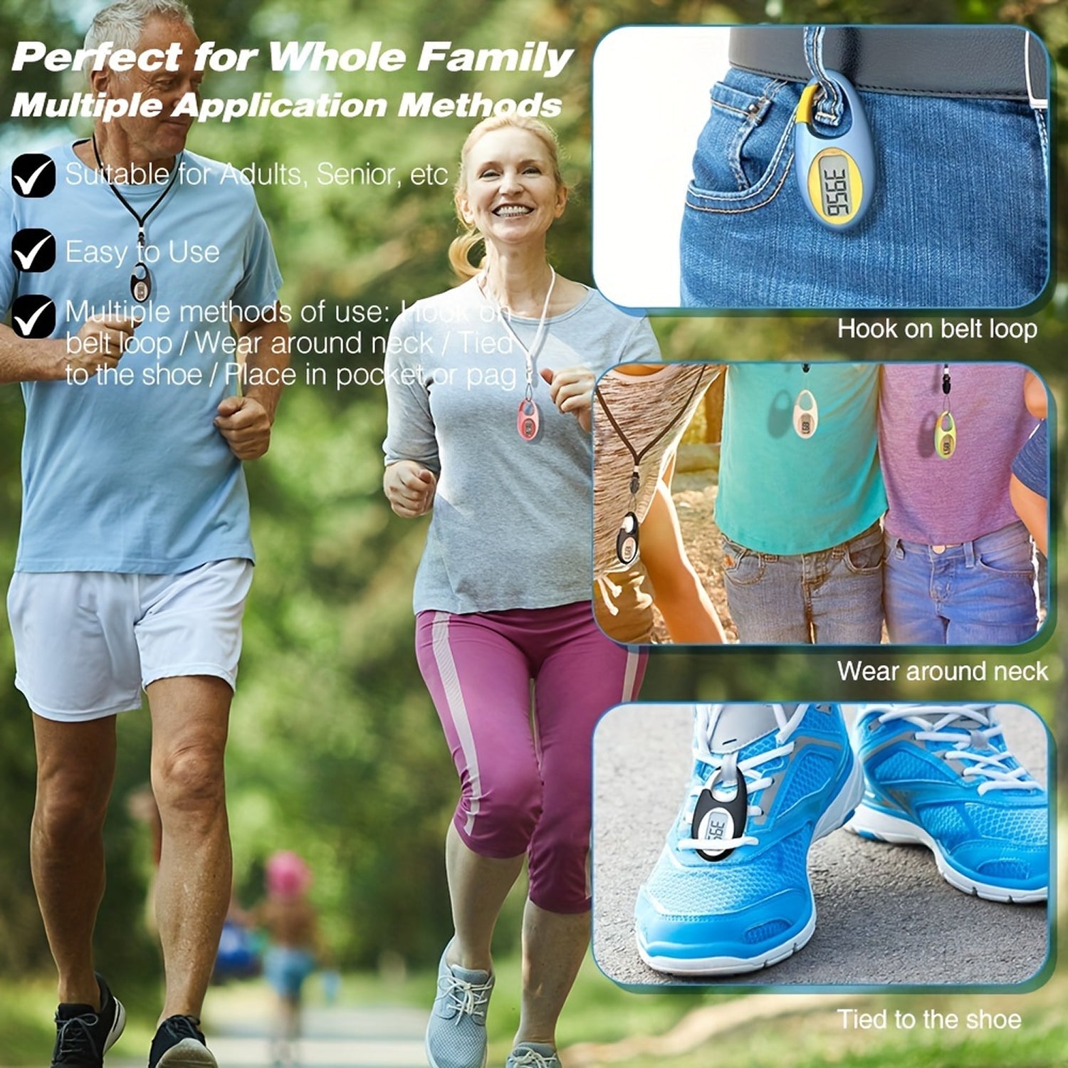 WakoWise 3D Pedometer for Walking - Accurate Step Counter - No App or Bluetooth Required - 1 Year Battery Life - Large Digital Display